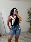 The Classic Mom Shorts- Dark denim